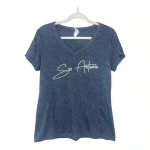 San‎ Antonio Women's Blue V-Neck T-Shirt, Large
